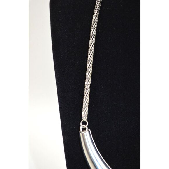 Next Silver Tone Necklace Clear Center Faceted Sphere - Picture 2 of 12